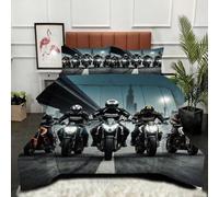 ZZXHG Couette 3D Imprimé Confortable et Respirante, Course de Moto en 3D, Couette 160x200 cm avec 2 Taies d'oreiller 65x65 cm, Literie pour Tous Les Jours, pour Adultes et Adolescents_A8085