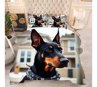ZZXHG Couette 3D Imprimé Confortable et Respirante, Doberman Noir, Housse de Couette 160x200 cm avec 2 Taies d'oreiller 65x65 cm, Literie pour Tous Les Jours, pour Adultes et Adolescents