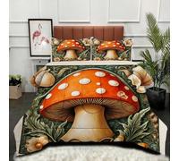 ZZXHG Couette 3D Imprimé Confortable et Respirante, Enfant Champignons Animés, Couette 160x200 cm avec 2 Taies d'oreiller 65x65 cm, Literie pour Tous Les Jours, pour Adultes et Adolescents_A14385