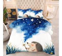 ZZXHG Couette 3D Imprimé Confortable et Respirante, HéRisson de Dessin Animé, Housse de Couette 160x200 cm avec 2 Taies d'oreiller 65x65, Literie pour Tous Les Jours, pour Adultes et Adolescents f551