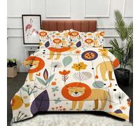 ZZXHG Couette 3D Imprimé Confortable et Respirante, Lion Cartoon, Housse de Couette 160x200 cm avec 2 Taies d'oreiller 65x65 cm, Literie pour Tous Les Jours, pour Adultes et Adolescents_8337a