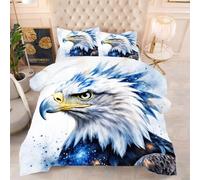 ZZXHG Couette 3D Imprimé Grand Lit Doux et Respirant, Aigle Bleu, Housse de Couette 200x200 cm avec 2 Taies d'oreiller 65x65 cm, Literie Chaude et Confy, pour Couple et Maître Suite