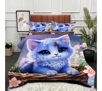 ZZXHG Couette 3D Imprimé Grande Taille Confortable, Chat Animal Coloré, Couette 220x240 cm avec 2 Taies d'oreiller 65x65 cm, Literie Queen Size, pour Chambre Parentale et Suite Hôtelière_A8987