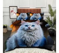 ZZXHG Couette 3D Imprimé Grande Taille Confortable, Chat Animal Coloré, Couette 220x240 cm avec 2 Taies d'oreiller 65x65 cm, Literie Queen Size, pour Chambre Parentale et Suite Hôtelière_A9071