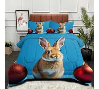 ZZXHG Couette 3D Imprimé Grande Taille Confortable, Lapin Animal 3D, Couette 220x240 cm avec 2 Taies d'oreiller 65x65 cm, Literie Queen Size, pour Chambre Parentale et Suite Hôtelière_j13007