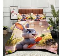 ZZXHG Couette 3D Imprimé Grande Taille Confortable, Lapin Animal, Couette 220x240 cm avec 2 Taies d'oreiller 65x65 cm, Literie Queen Size, pour Chambre Parentale et Suite Hôtelière_j13211