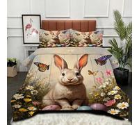 ZZXHG Couette 3D Imprimé Grande Taille Confortable, Lapin Animal, Couette 220x240 cm avec 2 Taies d'oreiller 65x65 cm, Literie Queen Size, pour Chambre Parentale et Suite Hôtelière_j13151