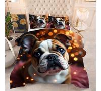 ZZXHG Couette 3D Imprimée | Bouledogue Brun, Confort Optimal & Pratique pour l'Été | Adaptée aux Couples, Salon Moderne, 160x200 cm avec 2 Taies Incluses