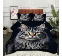 ZZXHG Couette 3D Imprimée | Chat Animal en 3D, Confort Optimal & Pratique | Adaptée aux Couples, Salon Moderne, 160x200 cm avec 2 Taies Incluses_A9495