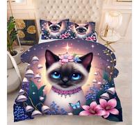 ZZXHG Couette 3D Imprimée | Chat Calico Gris, Confort Optimal & Pratique pour l'Été | Adaptée aux Couples, Salon Moderne, 160x200 cm avec 2 Taies Incluses f452