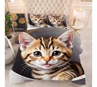 ZZXHG Couette 3D Imprimée | Chaton Jaune, Confort Optimal & Pratique pour l'Été | Adaptée aux Couples, Salon Moderne, 160x200 cm avec 2 Taies Incluses f564