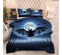 ZZXHG Couette 3D Imprimée | Chauve-Souris Noire, Confort Optimal & Pratique pour l'Été | Adaptée aux Couples, Salon Moderne, 160x200 cm avec 2 Taies Incluses