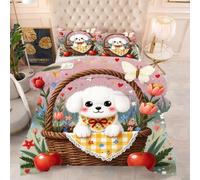 ZZXHG Couette 3D Imprimée | Chien Animal Blanc, Confort Optimal & Pratique pour l'Été | Adaptée aux Couples, Salon Moderne, 160x200 cm avec 2 Taies Incluses