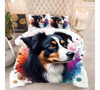 ZZXHG Couette 3D Imprimée | Chien Coloré, Confort Optimal & Pratique pour l'Été | Adaptée aux Couples, Salon Moderne, 160x200 cm avec 2 Taies Incluses