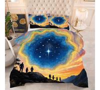 ZZXHG Couette 3D Imprimée | Ciel éToilé Bleu, Confort Suprême & Style, Lavable en Machine | Adaptée pour Grand Lits, Ambiance Chic, 220x240 cm + 2 Taies