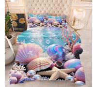 ZZXHG Couette 3D Imprimée | Coquillages ColoréS, Confort Optimal & Pratique pour l'Été | Adaptée aux Couples, Salon Moderne, 160x200 cm avec 2 Taies Incluses