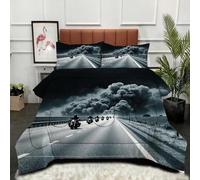 ZZXHG Couette 3D Imprimée | Course de Moto en 3D, Confort Optimal & Pratique | Adaptée aux Couples, Salon Moderne, 160x200 cm avec 2 Taies Incluses_A8079