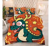 ZZXHG Couette 3D Imprimée | Dragon Vert, Confort Optimal & Pratique pour l'Été | Adaptée aux Couples, Salon Moderne, 160x200 cm avec 2 Taies Incluses