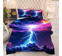 ZZXHG Couette 3D Imprimée | éClair Bleu, Confort Suprême & Style, Lavable en Machine | Adaptée pour Grand Lits, Ambiance Chic, 220x240 cm + 2 Taies
