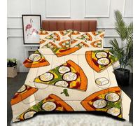 ZZXHG Couette 3D Imprimée | Imprimé Pizza, Confort Optimal & Pratique pour l'Été | Adaptée aux Couples, Salon Moderne, 160x200 cm avec 2 Taies Incluses_8631a