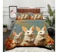 ZZXHG Couette 3D Imprimée | Lapin Animal 3D, Confort & Style, Lavable en Machine | Adaptée pour Grand Lits, Ambiance Chic, 220x240 cm + 2 Taies_j13109