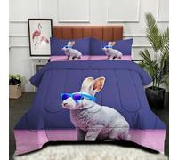 ZZXHG Couette 3D Imprimée | Lapin Animal, Confort & Style, Lavable en Machine | Adaptée pour Grand Lits, Ambiance Chic, 220x240 cm + 2 Taies_j13133