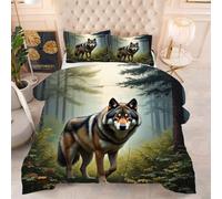ZZXHG Couette 3D Imprimée | Loup Gris, Confort Optimal & Pratique pour l'Été | Adaptée aux Couples, Salon Moderne, 160x200 cm avec 2 Taies Incluses f431