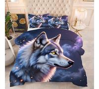 ZZXHG Couette 3D Imprimée | Loup Gris, Confort Optimal & Pratique pour l'Été | Adaptée aux Couples, Salon Moderne, 160x200 cm avec 2 Taies Incluses f766