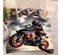 ZZXHG Couette 3D Imprimée | Motards, Confort Optimal & Pratique pour l'Été | Adaptée aux Couples, Salon Moderne, 160x200 cm avec 2 Taies Incluses
