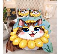 ZZXHG Couette 3D Imprimée | Motif Chat Brun, Confort Optimal & Pratique pour l'Été | Adaptée aux Couples, Salon Moderne, 160x200 cm avec 2 Taies Incluses