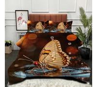 ZZXHG Couette 3D Imprimée | Papillon Marron Adulte, Confort & Style, Lavable en Machine | Adaptée pour Grand Lits, Ambiance Chic, 220x240 cm + 2 Taies_A13049