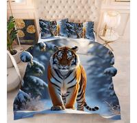 ZZXHG Couette 3D Imprimée | Tigre Jaune Adulte, Confort Optimal & Pratique pour l'Été | Adaptée aux Couples, Salon Moderne, 160x200 cm avec 2 Taies Incluses