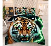 ZZXHG Couette 3D Imprimée | Tigres Jaunes, Confort Optimal & Pratique pour l'Été | Adaptée aux Couples, Salon Moderne, 160x200 cm avec 2 Taies Incluses