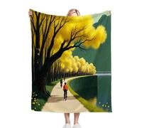 ZZXHG Couverture Plaid Polaire 150 x 200 Enfant Arbres AniméS Jaunes, Moelleuse Flanelle Couverture Lit 2 Personnes en Microfibre, Douce Chaude Plaid Jeté de Canapé Chambre Literie Polaire_A3963