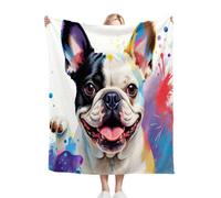 ZZXHG Couverture Plaid Polaire 150 x 200 Enfant Bouledogue Coloré Jeune, Moelleuse Flanelle Couverture Lit 2 Personnes en Microfibre, Douce Chaude Plaid Jeté de Canapé Chambre Literie Polaire_A2859