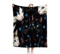 ZZXHG Couverture Plaid Polaire 150 x 200 Enfant Imprimé Chat Noir, Moelleuse Flanelle Couverture Lit 2 Personnes en Microfibre, Douce Chaude Plaid Jeté de Canapé Chambre Literie Polaire_A3195
