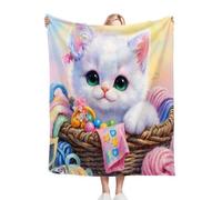 ZZXHG Couverture Plaid Polaire 150x200 Enfant Chat Animal Coloré, Moelleuse Flanelle Couverture Lit 2 Personnes en Microfibre, Douce Chaude Plaid Jeté de Canapé Chambre Literie Polaire_A8859