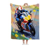 ZZXHG Couverture Plaid Polaire 150x200 Enfant Course de Moto en 3D, Moelleuse Flanelle Couverture Lit 2 Personnes en Microfibre, Douce Chaude Plaid Jeté de Canapé Chambre Literie Polaire_A8283