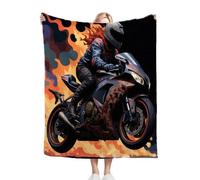 ZZXHG Couverture Plaid Polaire 150x200 Enfant Course de Moto en 3D, Moelleuse Flanelle Couverture Lit 2 Personnes en Microfibre, Douce Chaude Plaid Jeté de Canapé Chambre Literie Polaire_A8427