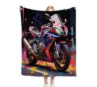 ZZXHG Couverture Plaid Polaire 150x200 Enfant Course de Moto en 3D, Moelleuse Flanelle Couverture Lit 2 Personnes en Microfibre, Douce Chaude Plaid Jeté de Canapé Chambre Literie Polaire_A8319