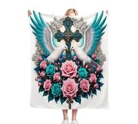 ZZXHG Couverture Plaid Polaire Enfant 130x150 Aigle Vert Fleurs, Moelleuse Flanelle Couverture de Lit 1 Personne en Microfibre, Douce Plaid Canapé Sherpa Double Faces Polaire en Hiver_A4550