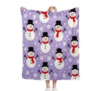 ZZXHG Couverture Plaid Polaire Enfant 130x150 Bonhomme de Neige Blanc, Moelleuse Flanelle Couverture de Lit 1 Personne en Microfibre, Douce Plaid Canapé Sherpa Double Faces Polaire en Hiver_i405