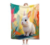 ZZXHG Couverture Plaid Polaire Enfant 130x150 Lapin Animal, Moelleuse Flanelle Couverture de Lit 1 Personne en Microfibre, Douce Plaid Canapé Sherpa Double Faces Polaire en Hiver_j10838