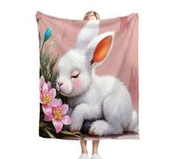 ZZXHG Couverture Plaid Polaire Enfant 130x150 Lapin Blanc, Moelleuse Flanelle Couverture de Lit 1 Personne en Microfibre, Douce Plaid Canapé Sherpa Double Faces Polaire en Hiver_J1700