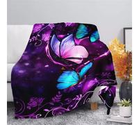 ZZXHG Couverture Plaid Polaire Enfant 130x150 Papillon Violet, Moelleuse Flanelle Couverture de Lit 1 Personne en Microfibre, Douce Plaid Canapé Sherpa Double Faces Couverture en Hiver