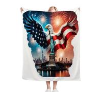 ZZXHG Couverture Plaid Polaire Enfant 130x150 Statue Aigle Drapeau, Moelleuse Flanelle Couverture de Lit 1 Personne en Microfibre, Douce Plaid Canapé Sherpa Double Faces Polaire en Hiver_A4526