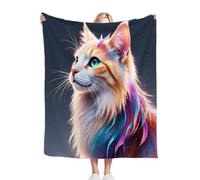 ZZXHG Couverture Polaire 180x220 Adulte Chat Coloré, Douce Flanelle Couverture Lit 2 Personnes en Microfibre, Chaude Plaid Canapé Chambre Salon Polaire Enfant/Climatisation/Sieste