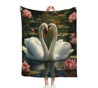 ZZXHG Couverture Polaire 240 x 260 Cygne Blanc, Moelleuse Flanelle Couverture lit 2 Personnes en Microfibre, Plaid Canape Grande Taille, Réversible Couverture en Peluche Adulte Enfants
