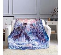 ZZXHG Couverture Polaire 240 x 260 Loup Bleu Imprimé en 3D, Moelleuse Flanelle Couverture lit 2 Personnes en Microfibre, Plaid Canape Grande Taille, Réversible Couverture en Peluche Adulte Enfants