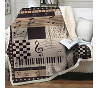 ZZXHG Couverture Polaire 240 x 260 ThèMe de La Musique Brune, Moelleuse Flanelle Couverture lit 2 Personnes en Microfibre, Plaid Canape Grande Taille, Réversible Couverture en Peluche Adulte Enfants